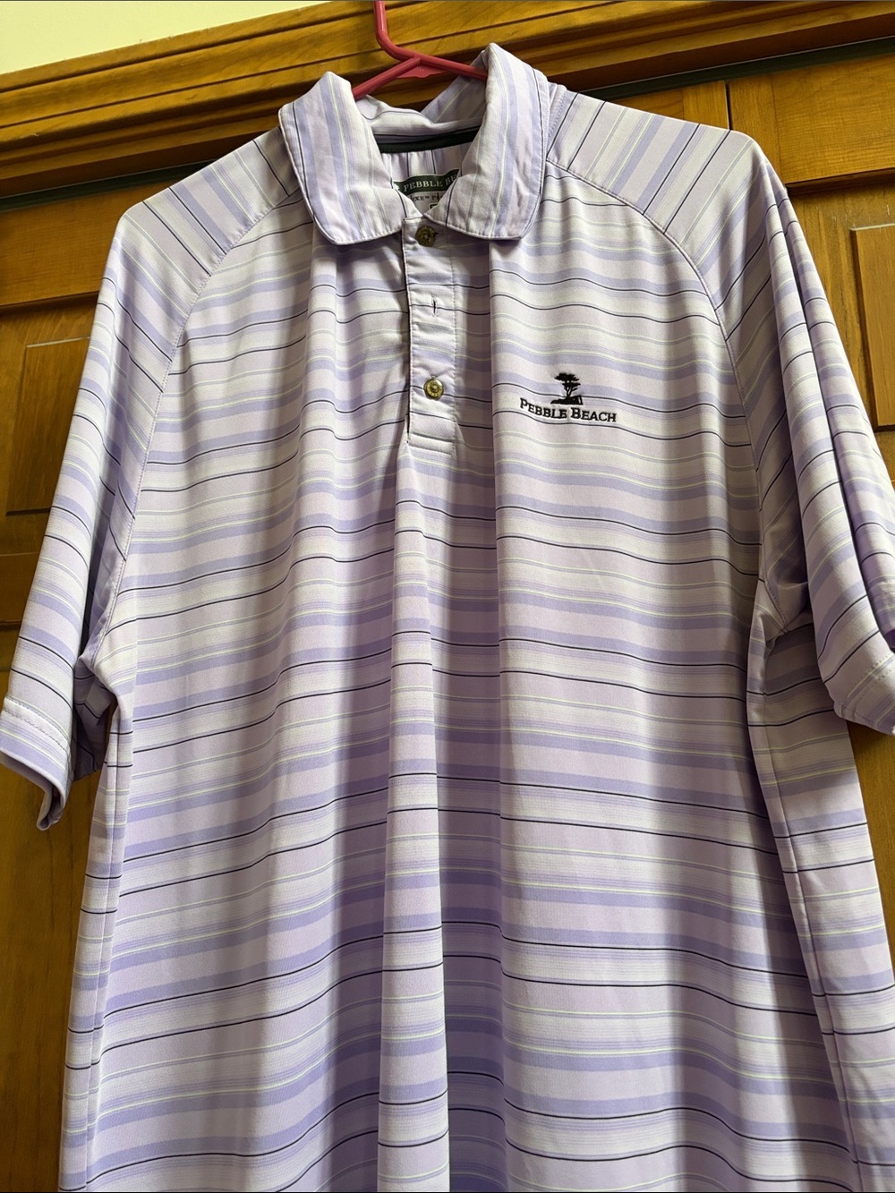 Pebble Beach Men's Light Lavender and White Striped Polo